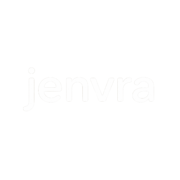 Purple 'jenvra' logo on a white background